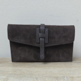 Mini Sac/Pochette en daim et cuir, brun