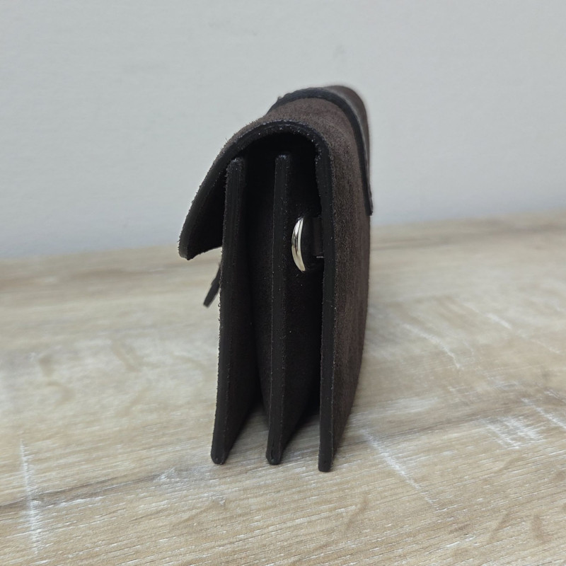 Mini Sac/Pochette en daim et cuir, brun