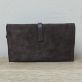 Mini Sac/Pochette en daim et cuir, brun