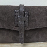Mini Sac/Pochette en daim et cuir, brun