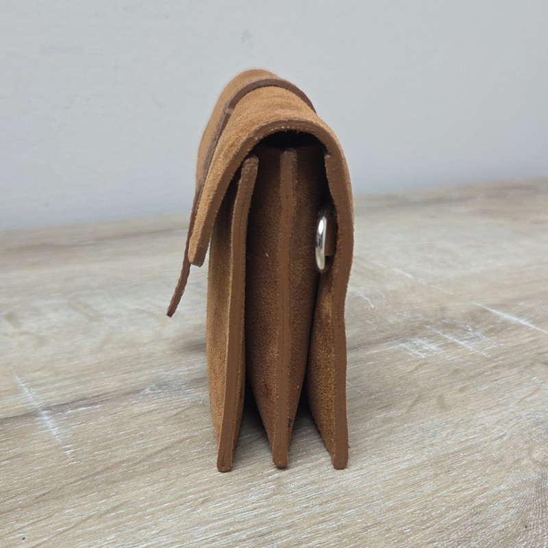 Mini Sac/Pochette en daim et cuir, caramel