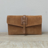 Mini Sac/Pochette en daim et cuir, caramel