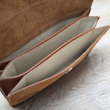 Mini Sac/Pochette en daim et cuir, caramel