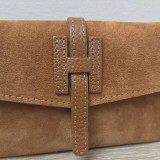 Mini Sac/Pochette en daim et cuir, caramel