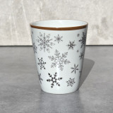 Verres tasses, café, décor flocons, brun