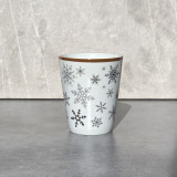 Verres tasses, café, décor flocons, brun