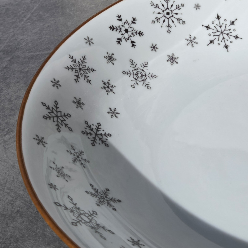 Saladier Coupe décor flocons, brun