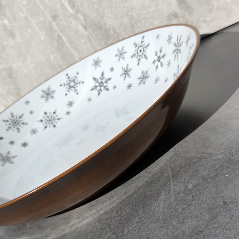 Saladier Coupe décor flocons, brun