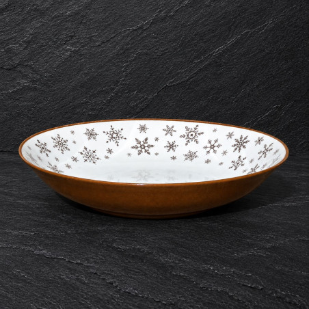 Saladier Coupe décor flocons, brun