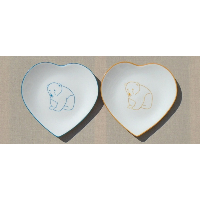 Assiette coeur Ourson bleu