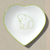 Assiette coeur Ourson vert