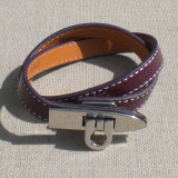 Bracelet cuir double tour violet